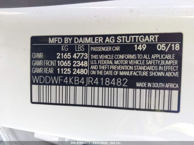 WDDWF4KB4JR418482 Mercedes-Benz C 300 4matic