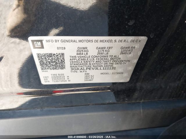 3GKALPEV3LL111131 GMC Terrain Fwd Slt