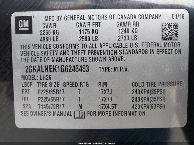 2GKALNEK1G6246483 GMC Terrain Sle-2