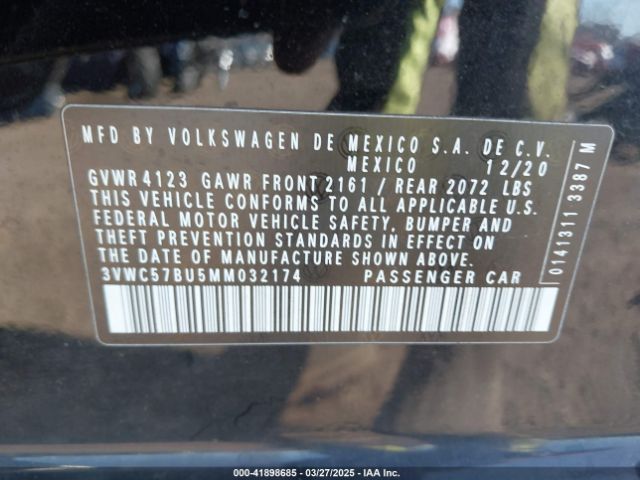 3VWC57BU5MM032174 Volkswagen Jetta 1.4t R-line/1.4t S/1.4t Se