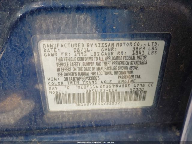 3N1AB7AP5GY330075 Nissan SENTRA S