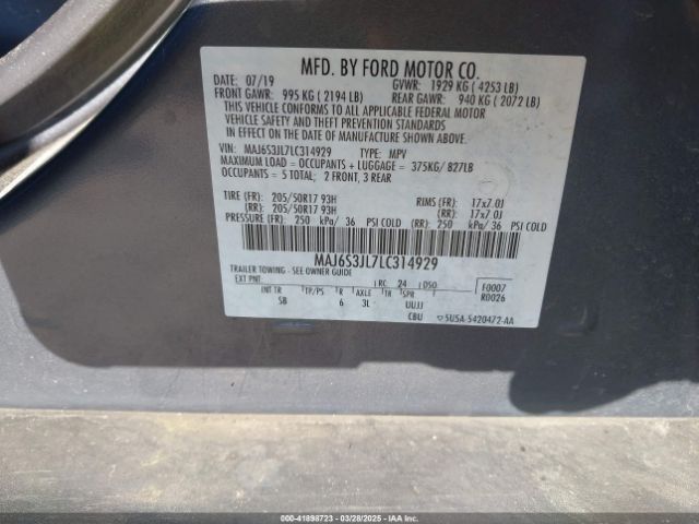 MAJ6S3JL7LC314929 Ford Ecosport Ses