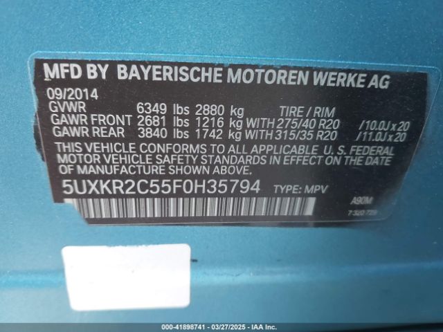 5UXKR2C55F0H35794 BMW X5 Sdrive35i