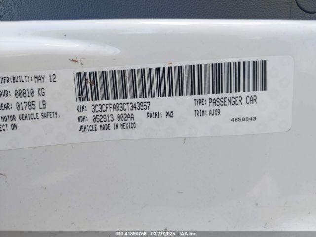 2012 FIAT 500 3C3CFFAR3CT343957 Photo 8
