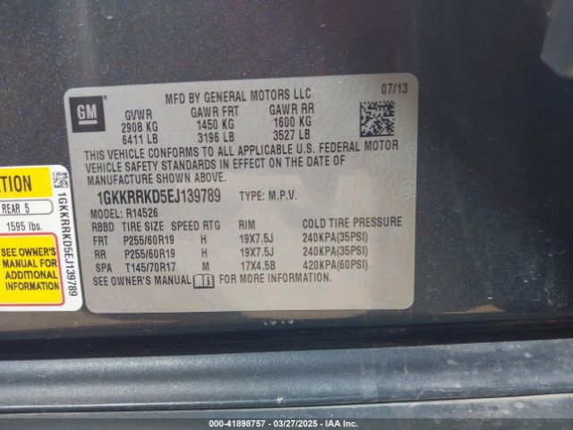 1GKKRRKD5EJ139789 GMC Acadia Slt-1