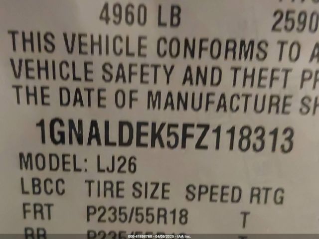 1GNALDEK5FZ118313 Chevrolet Equinox Ltz