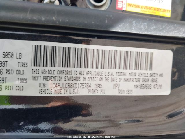 1C4PJLCB8KD175764 Jeep Cherokee Latitude Fwd