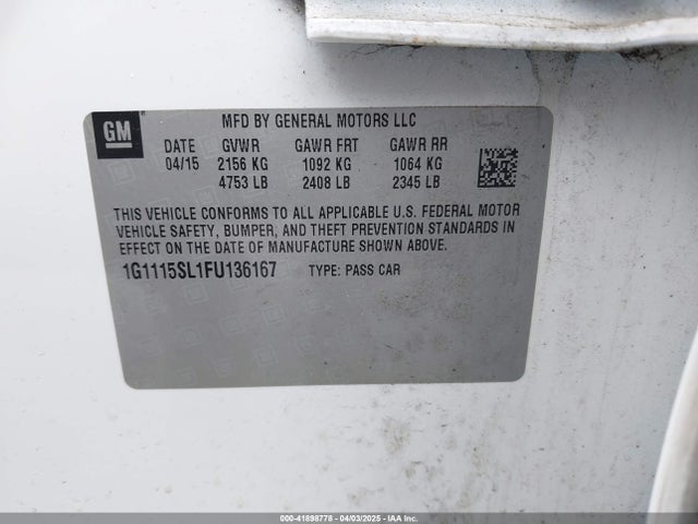 1G1115SL1FU136167 Chevrolet IMPALA 1LT