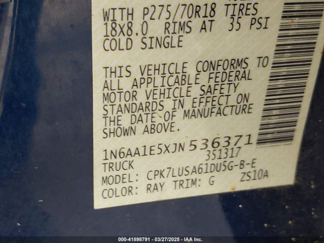 1N6AA1E5XJN536371 Nissan Titan Pro-4x