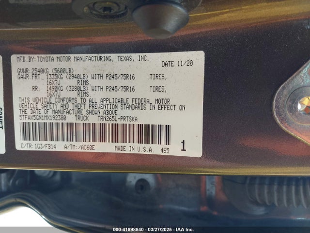5TFAX5GN1MX192380 Toyota Tacoma Sr