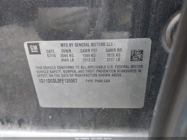 1G11D5SL0FF126967 Chevrolet MALIBU 2LT