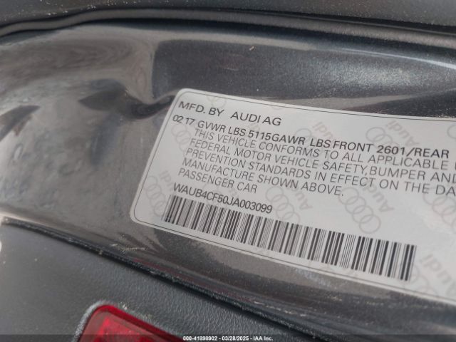 WAUB4CF50JA003099 Audi S5 3.0t Premium Plus