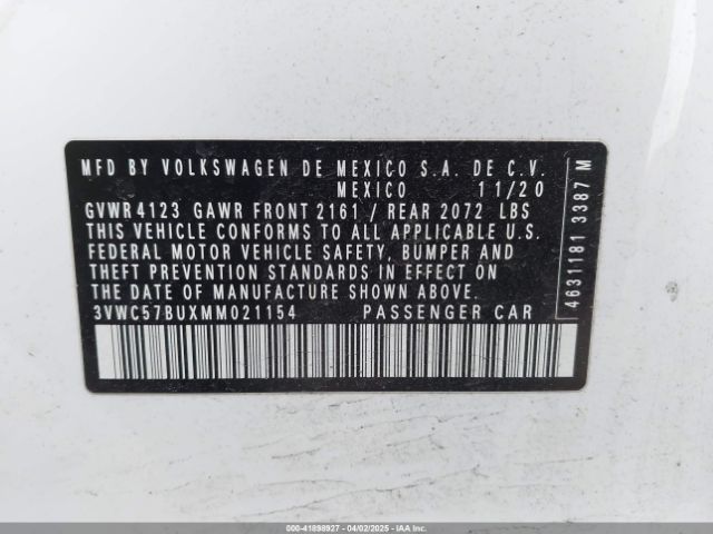 2021 VOLKSWAGEN JETTA 3VWC57BUXMM021154 Photo 8