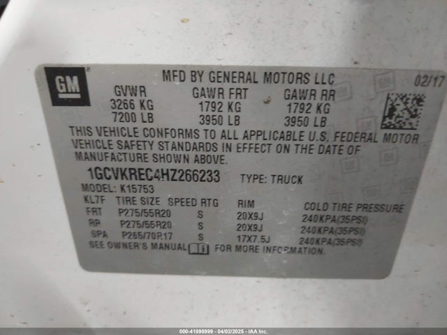 1GCVKREC4HZ266233 Chevrolet Silverado 1500 2lt