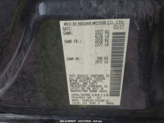 1N4AL3AP0HC188558 Nissan Altima 2.5 Sr
