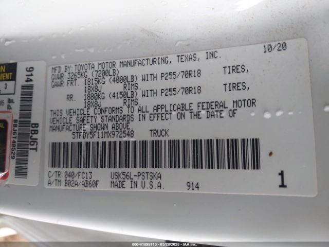5TFDY5F11MX972548 Toyota Tundra Sr5
