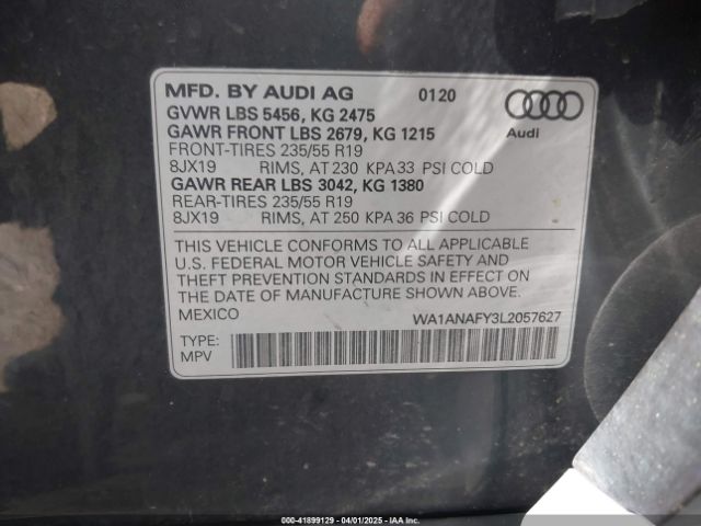WA1ANAFY3L2057627 Audi Q5 Premium 45 Tfsi Quattro S Tronic