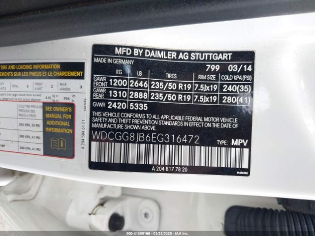 WDCGG8JB6EG316472 Mercedes-Benz Glk 350 4matic