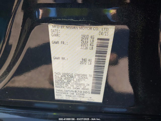 1N4AL3AP5FN870305 Nissan Altima 2.5 S