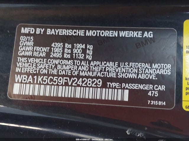 WBA1K5C59FV242829 BMW 228I