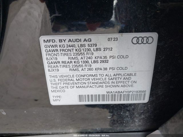 WA1ABAFY0P2193566 Audi Q5 Premium 40 Tfsi Quattro S Tronic