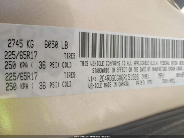 2C4RDGCGXGR151926 Dodge Grand Caravan Sxt