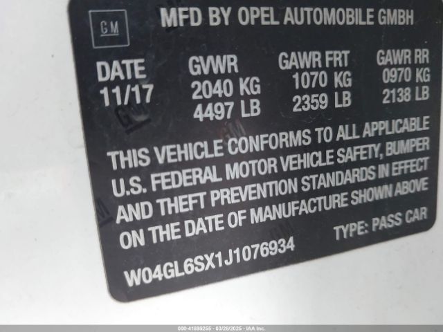 W04GL6SX1J1076934 Buick Regal Sportback Preferred