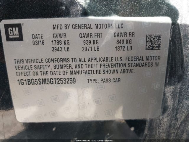1G1BG5SM5G7253259 Chevrolet Cruze Premier Auto