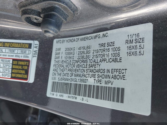 5J6RM4H3XGL135927 Honda CR-V LX