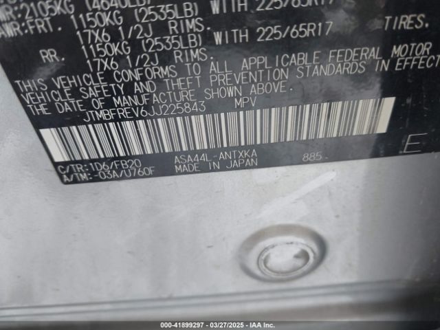 JTMBFREV6JJ225843 Toyota RAV4 LE