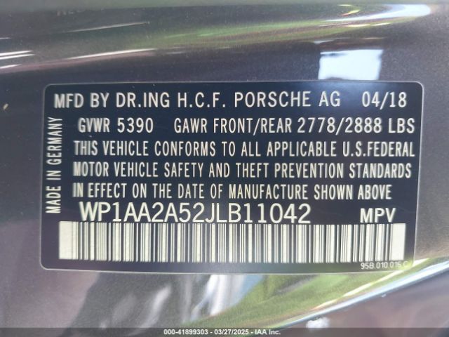 WP1AA2A52JLB11042 Porsche Macan Sport Edition