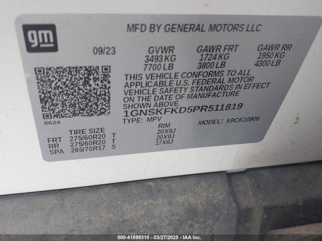 1GNSKFKD5PR511819 Chevrolet Suburban 4wd Premier