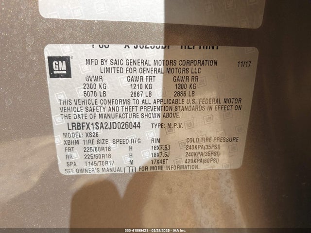 LRBFX1SA2JD026044 Buick Envision Essence