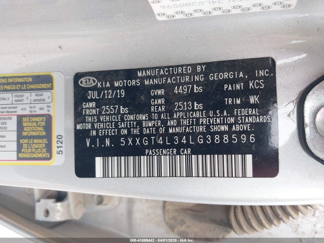 5XXGT4L34LG388596 KIA Optima Lx