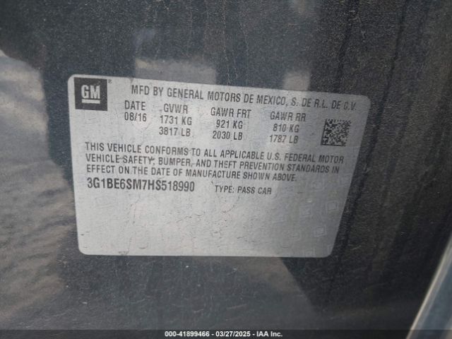 3G1BE6SM7HS518990 Chevrolet CRUZE LT