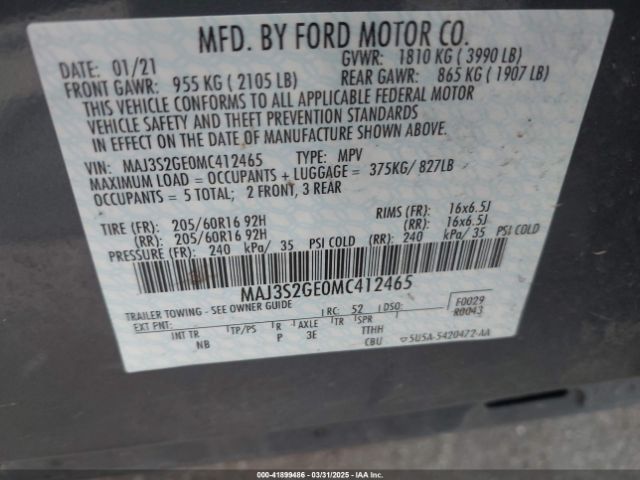 MAJ3S2GE0MC412465 Ford Ecosport Se