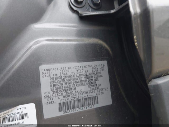 3N1CP5CV9LL519118 Nissan Kicks Sv Xtronic Cvt