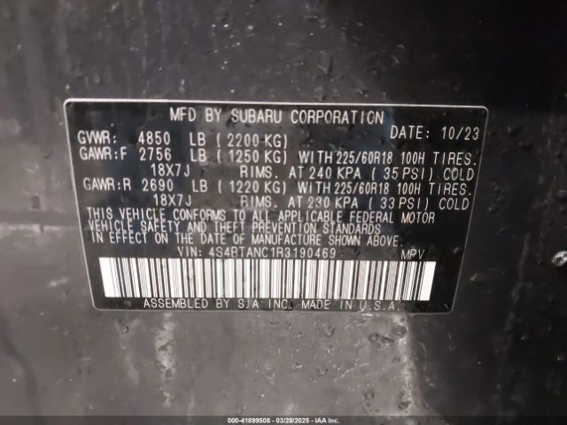 4S4BTANC1R3190469 Subaru Outback Limited