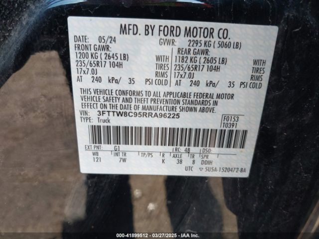 3FTTW8C95RRA96225 Ford Maverick Xlt