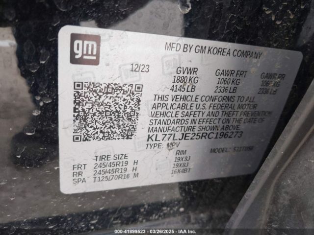 KL77LJE25RC196273 Chevrolet Trax Fwd 2rs