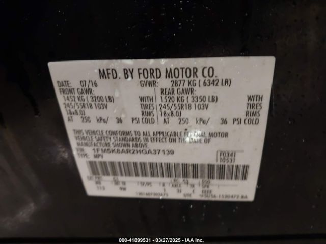 1FM5K8AR2HGA37139 Ford Utility Police Interceptor