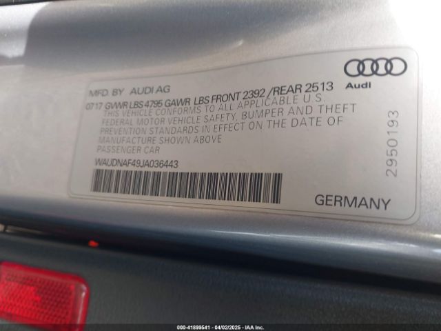 WAUBNAF49JN036443 Audi A4 2.0t Progressiv