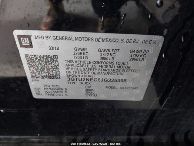 3GTU2NEC6JG335398 GMC Sierra 1500 Slt