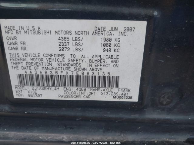 2007 MITSUBISHI GALANT 4A3AB36FX7E083135 Photo 8