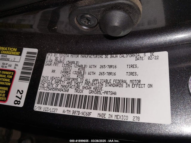 3TMCZ5AN5NM484360 Toyota Tacoma Trd Off Road