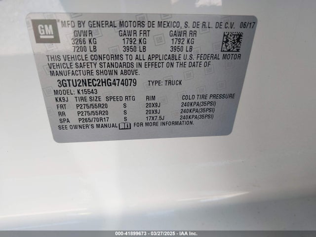 3GTU2NEC2HG474079 GMC Sierra 1500 Slt