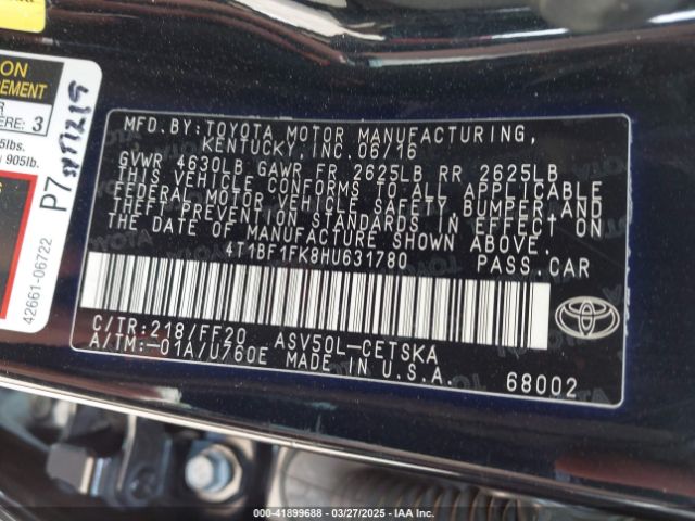 4T1BF1FK8HU631780 Toyota CAMRY SE