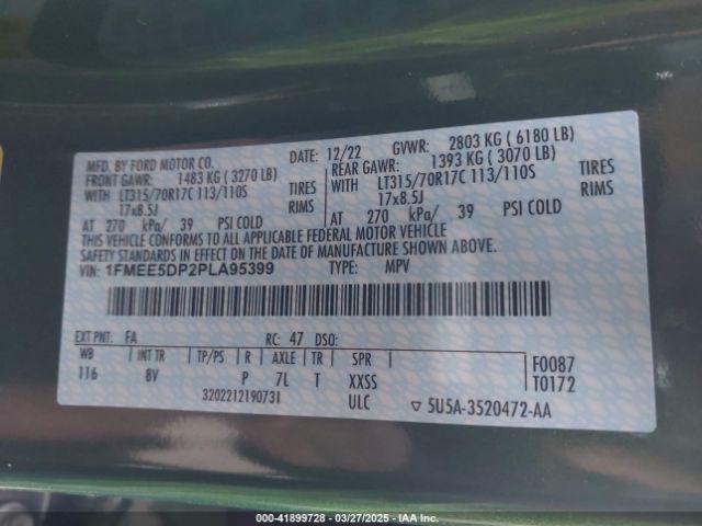 1FMEE5DP2PLA95399 Ford Bronco Badlands