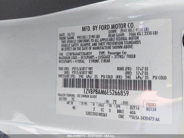 1ZVBP8AM6E5266859 Ford Mustang V6 Premium