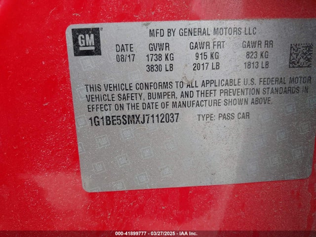1G1BE5SMXJ7112037 Chevrolet Cruze Lt Auto